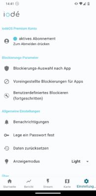iodé adblocker settings in german