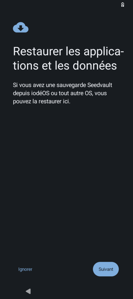 Guide de configuration iodéOS sauvegarde